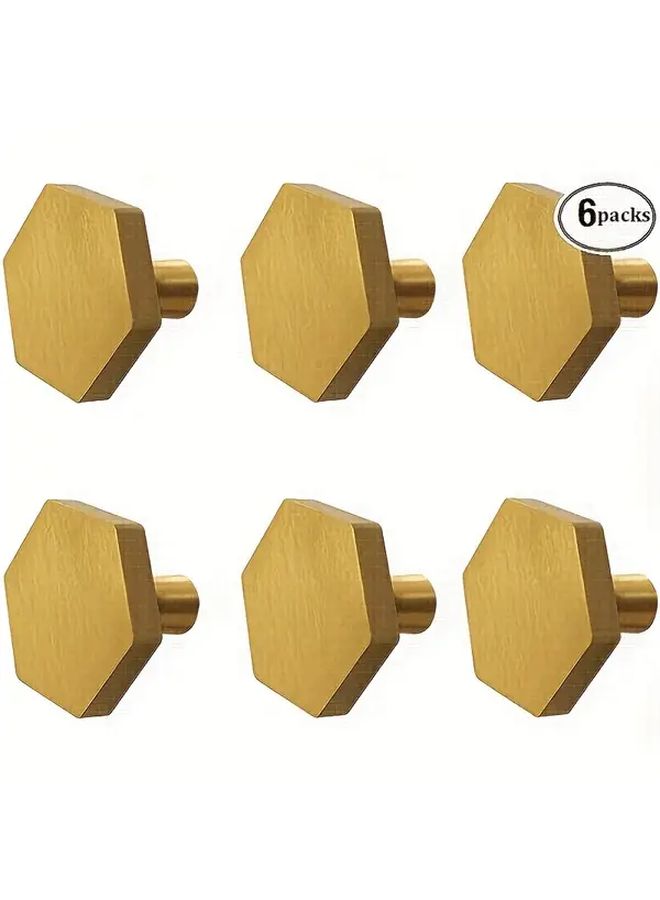 6Pcs Solid Brass Hexagonal Drawer Handles For Kitchen Cabinets Furniture Wardrobes - Image 1