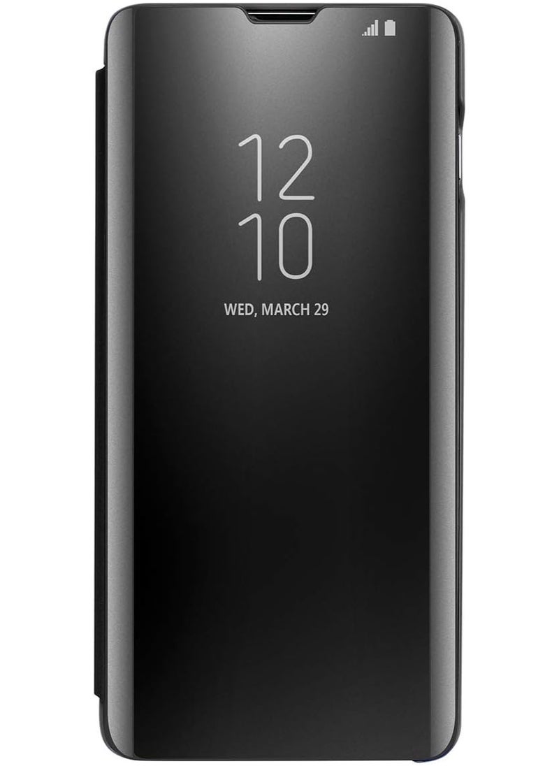 For Realme 7i/C17 Clear View Flip Case , Without Sensor , Stand Watching Position , Mirror Full Protection Cover Compatible With Realme 7i/C17 (6.5") (Black)