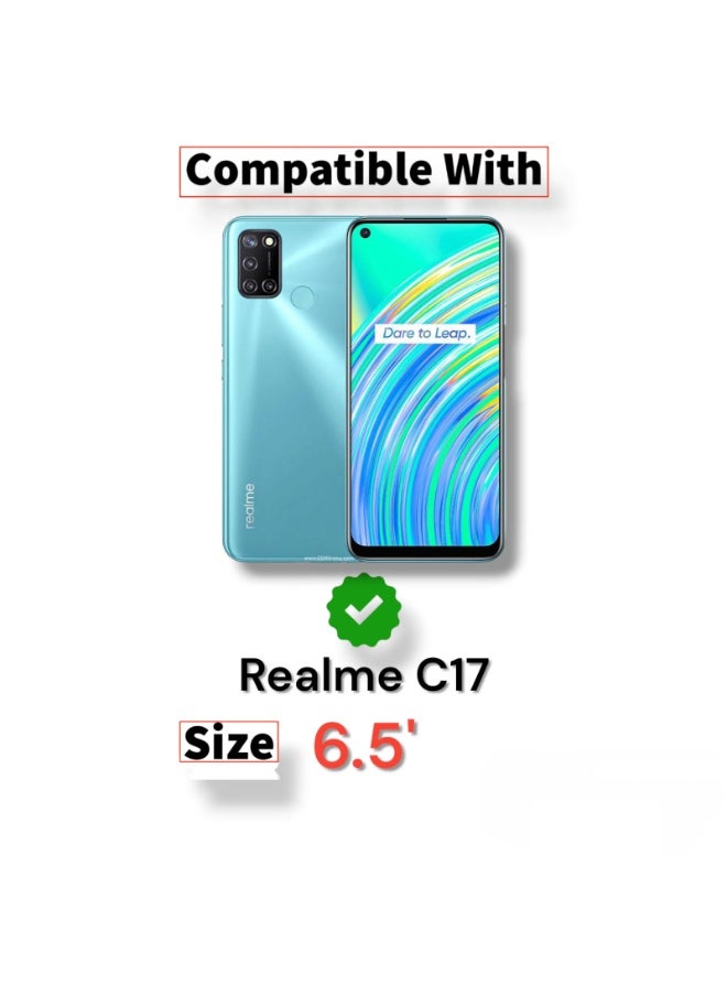 For Realme 7i/C17 Clear View Flip Case , Without Sensor , Stand Watching Position , Mirror Full Protection Cover Compatible With Realme 7i/C17 (6.5") (Black)