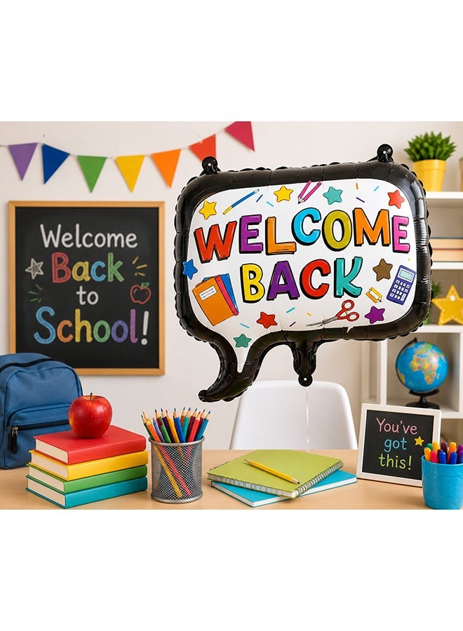 Toy Land Welcome Back Foil Balloon 48 x 53 cm | Speech Bubble Shape | Air & Helium Fill | School Welcome Party Decoration | 1 Piece - Image 1