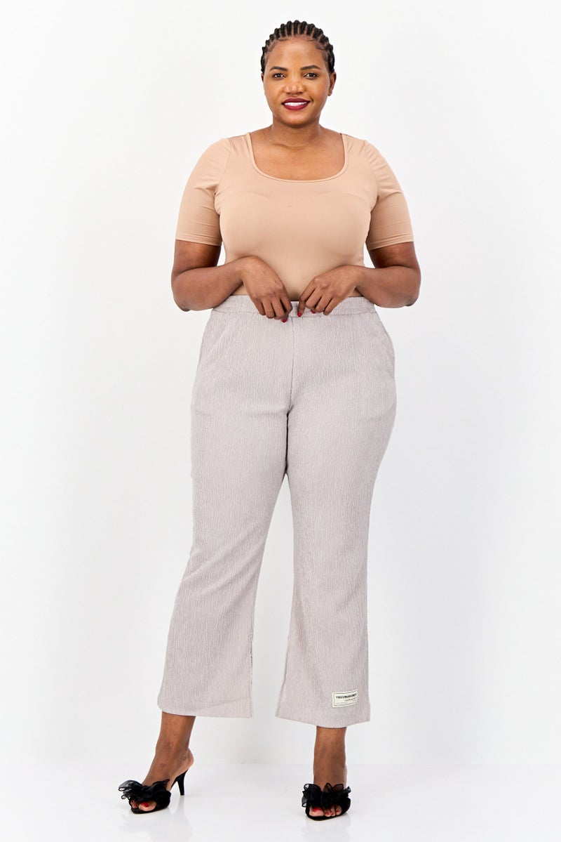 The Giving Movement Women Regular Fit Textured Wide Leg Pants, Beige - Image 4