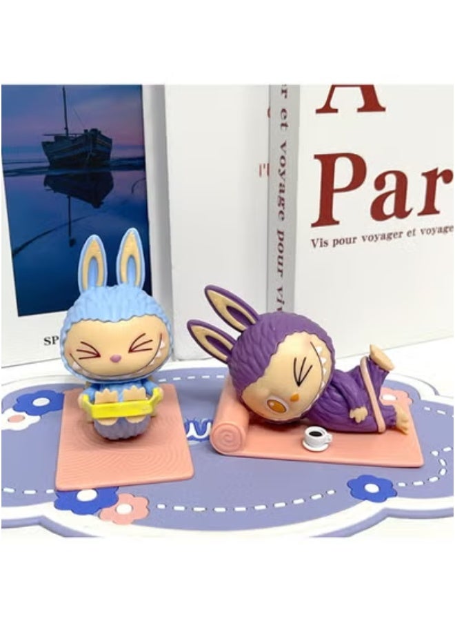 LABUBU labubu doll hand-made blind box cartoon capsule doll desktop collection ornaments second generation yoga labubu (6 boxes)  - Image 4