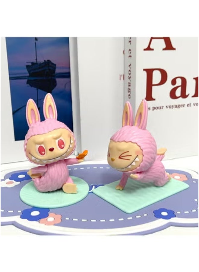 LABUBU labubu doll hand-made blind box cartoon capsule doll desktop collection ornaments second generation yoga labubu (6 boxes)  - Image 3