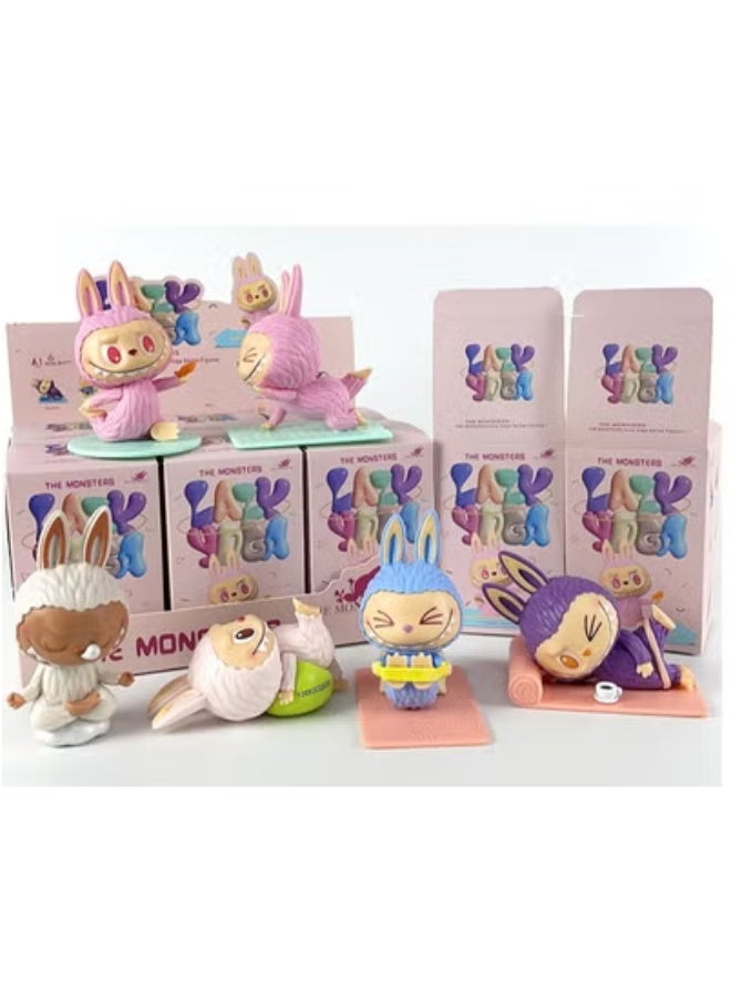 LABUBU labubu doll hand-made blind box cartoon capsule doll desktop collection ornaments second generation yoga labubu (6 boxes)  - Image 1
