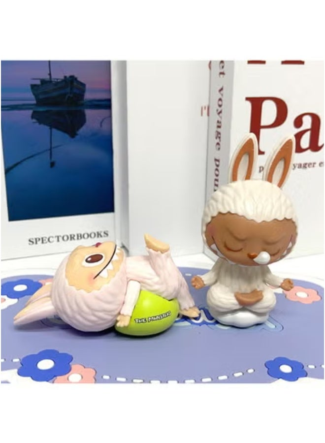 LABUBU labubu doll hand-made blind box cartoon capsule doll desktop collection ornaments second generation yoga labubu (6 boxes)  - Image 2