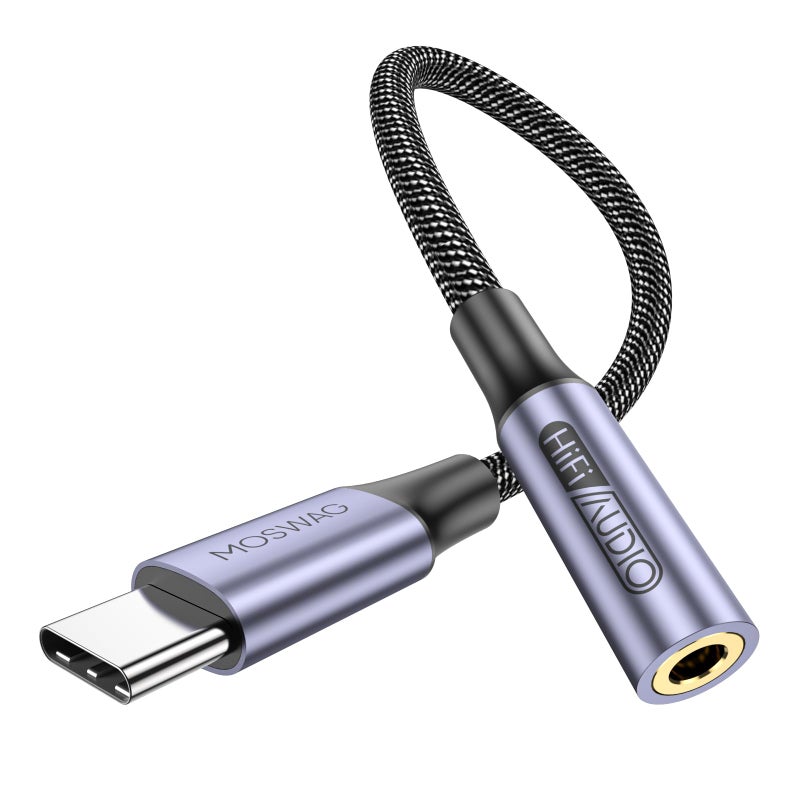 MOSWAG محول USB-C إلى سماعة رأس 3.5 مم، كابل صوتي Aux Dongle لجهاز Galaxy S22 S21 S20، Pixel، iPad Pro، Note 20 S10، والمزيد - Image 1