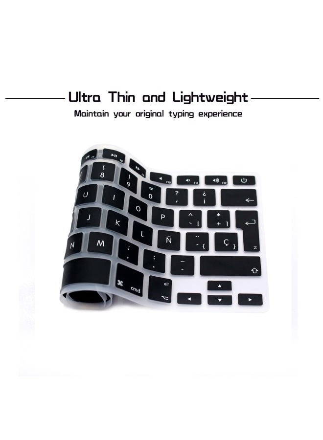 HRH Spanish Silicone Keyboard Cover Skin for MacBook Air 13,Macbook Pro 13/15/17 (with or w/out Retina Display, 2015 or Older Version)&Older iMac EU Layout Keyboard Protector-Black - Image 5