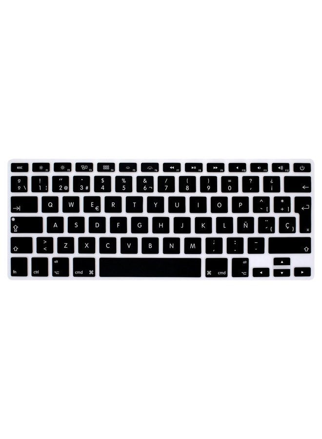 HRH Spanish Silicone Keyboard Cover Skin for MacBook Air 13,Macbook Pro 13/15/17 (with or w/out Retina Display, 2015 or Older Version)&Older iMac EU Layout Keyboard Protector-Black - Image 1
