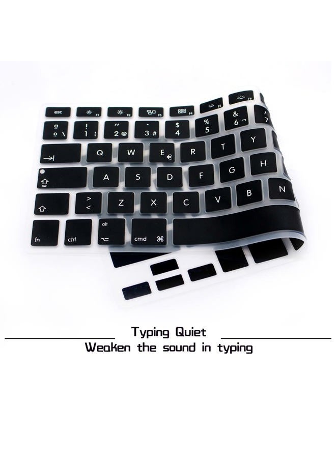 HRH Spanish Silicone Keyboard Cover Skin for MacBook Air 13,Macbook Pro 13/15/17 (with or w/out Retina Display, 2015 or Older Version)&Older iMac EU Layout Keyboard Protector-Black - Image 4