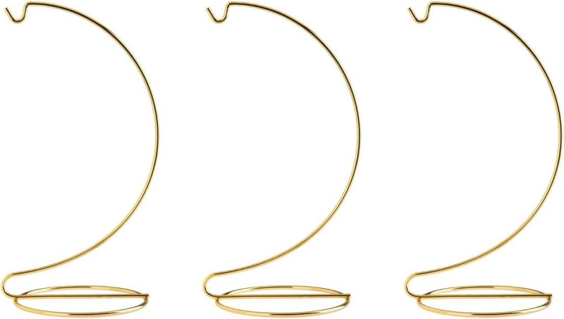 Creative Hobbies 8 Inch Tall Ornament Display Stand Hanger Holder, Bright Gold Plated | Pack of 3 - Image 1