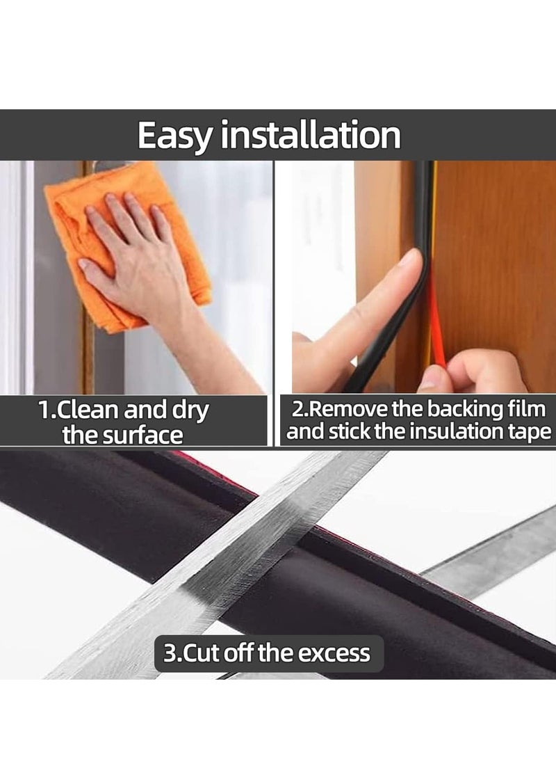 ihomeshop Anti-theft door seal strip Door and window sound insulation seal strip D-type self-adhesive seal strip Door frame gap sealing seal strip Suitable for a variety of door and window models - Image 4