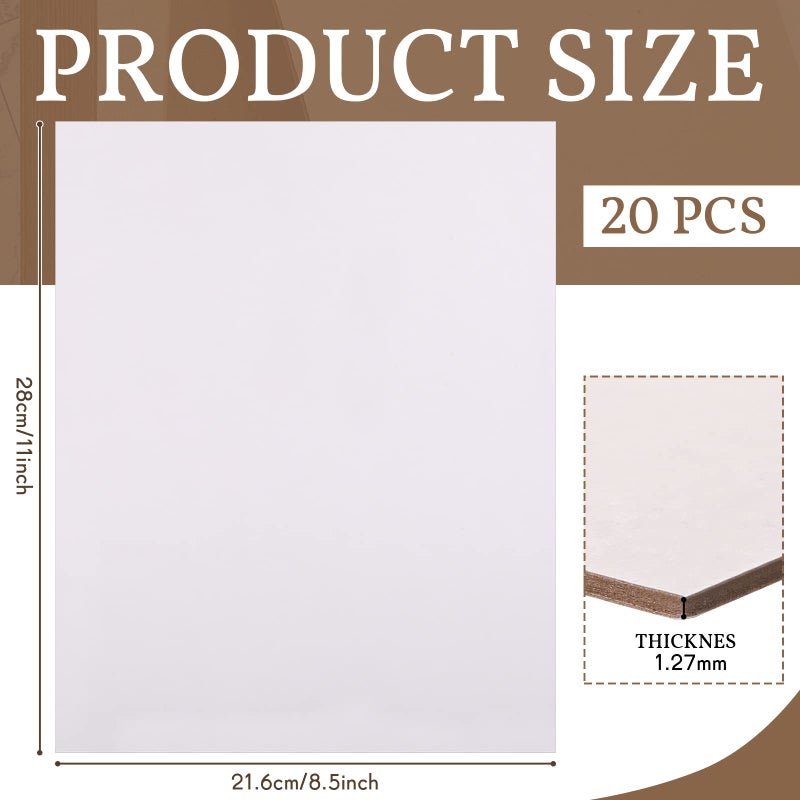 Lewtemi 20 Pcs Book Board, Binders Board Chipboard Designer Bookboard Kraft Heavy Duty Chipboard Sheets Bookbinding Supplies for Book Binding Cover (White, 11 x 8.5 Inch 50PT) - Image 2