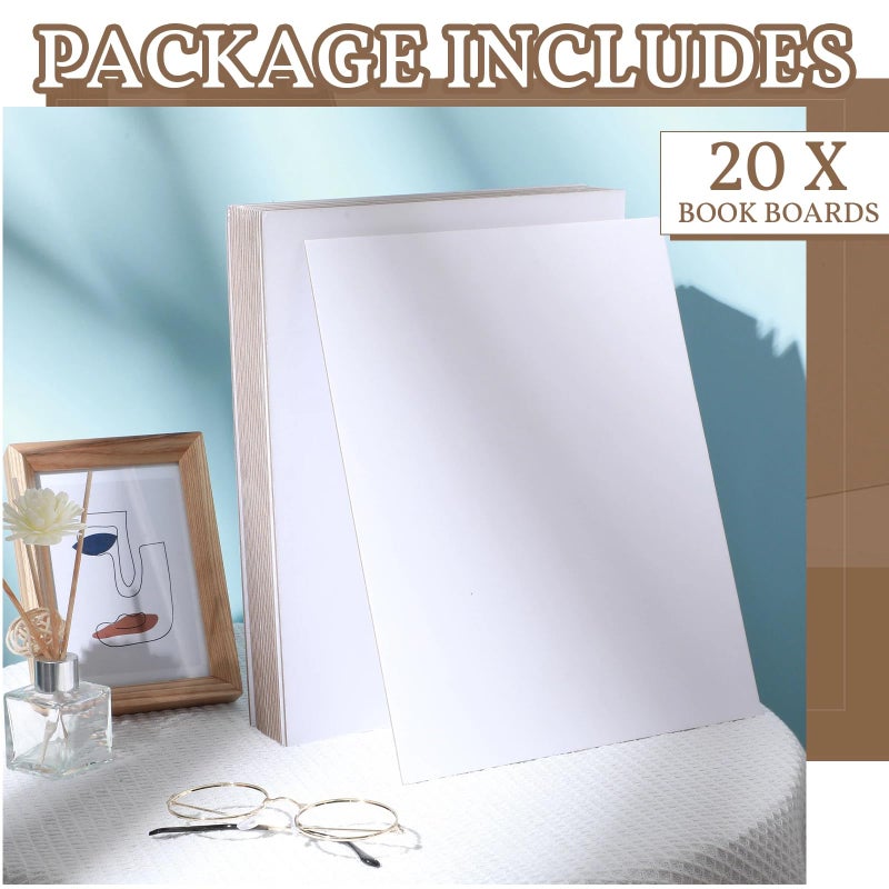Lewtemi 20 Pcs Book Board, Binders Board Chipboard Designer Bookboard Kraft Heavy Duty Chipboard Sheets Bookbinding Supplies for Book Binding Cover (White, 11 x 8.5 Inch 50PT) - Image 3