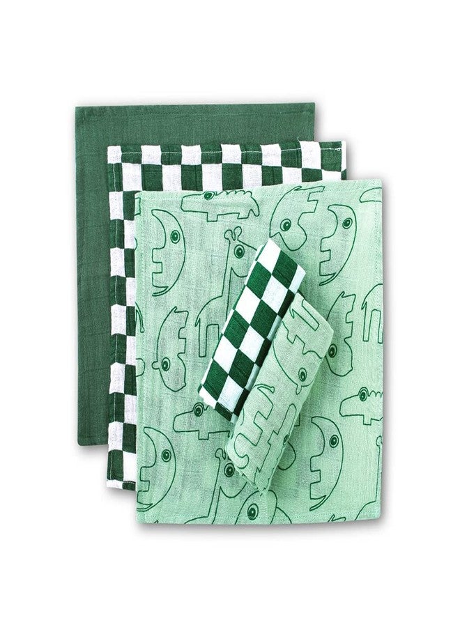 THEONI Baby Muslin Washcloths - Organic Muslin Cotton Baby Wipes - Soft Newborn Baby Face Towel for Sensitive Skin-Forest Friends Wipes-Pack of 5. - Image 1