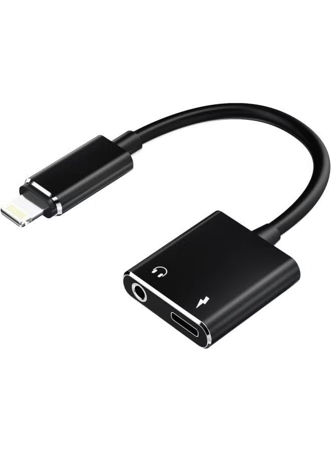 فليفيو محول Lightning إلى 3.5 ملم (2 في 1) سلك شحن، محول AUX لأجهزة iPhone، كابل سماعة رأس، كابل معتمد من Apple MFI، محول طاقة وشحن لسماعات الأذن الصوتية لأجهزة iPhone 11 و12 و13 و14 Pro و7 و8 Plus. - Image 1