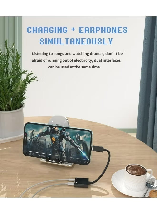 فليفيو محول Lightning إلى 3.5 ملم (2 في 1) سلك شحن، محول AUX لأجهزة iPhone، كابل سماعة رأس، كابل معتمد من Apple MFI، محول طاقة وشحن لسماعات الأذن الصوتية لأجهزة iPhone 11 و12 و13 و14 Pro و7 و8 Plus. - Image 3