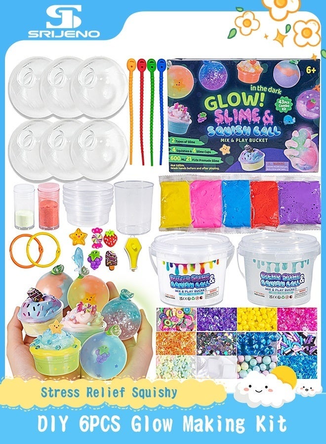 SRIJENO DIY Stress Ball Making Kit - 6 TPR Skins - Immersive Asmr Ball Squishy kit- Craft Kits Stress Balls - Handmade Make Your Own Fidget Stress Balls Kit for kids and Adults - Crunchy Relaxing - Image 1