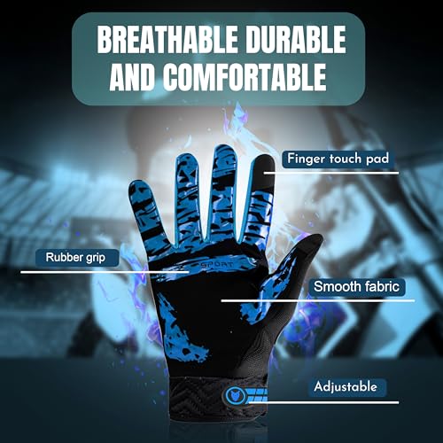 BADOWL Carbon Fiber PVC Knuckle Protection Riding Gloves | Touchscreen Sports Gloves with Anti-Slip Grip | Breathable, All-Weather, (Blue, XL) - Image 3