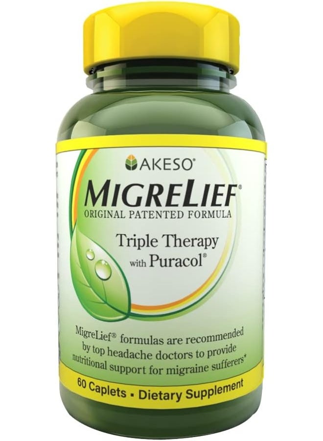 MigreLief Original Triple Therapy with Puracol (60 Caplets) - Image 1