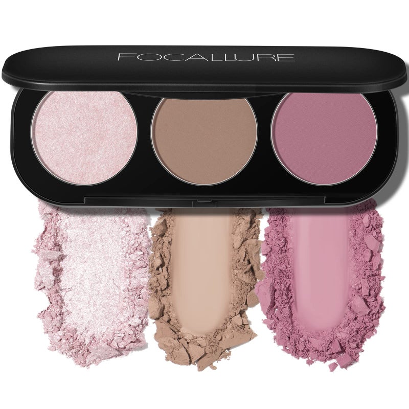 FOCALLURE Blush and Highlighter Palette3 in 1 Contour PaletteCrueltyFree Matte Bronzer PowderShimmer Illuminator Highlighters for a Glowing Look08 - Image 3