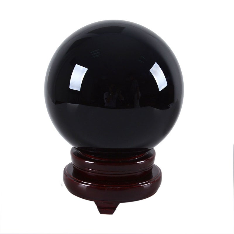 LONGWIN 150mm59 inch Big Divination Black Crystal Ball for Witchcraft Fengshui Sphere Home Decorations Meditation Ornaments