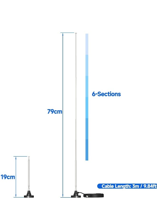 Generic - DAB FM Radio Antenna 75 Ohm Telescopic Antenna with Magnetic Base and 3m Extension Cable for Portable Stereo System and Receiver - Image 1