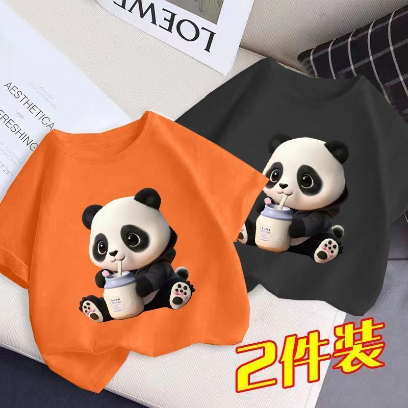 Men'S And Women'S Fashionable Short-Sleeved T-Shirt Children'S Summer Western Style Half-Sleeved Top T-Shirt Big Boy'S Handsome Trendy - Image 1
