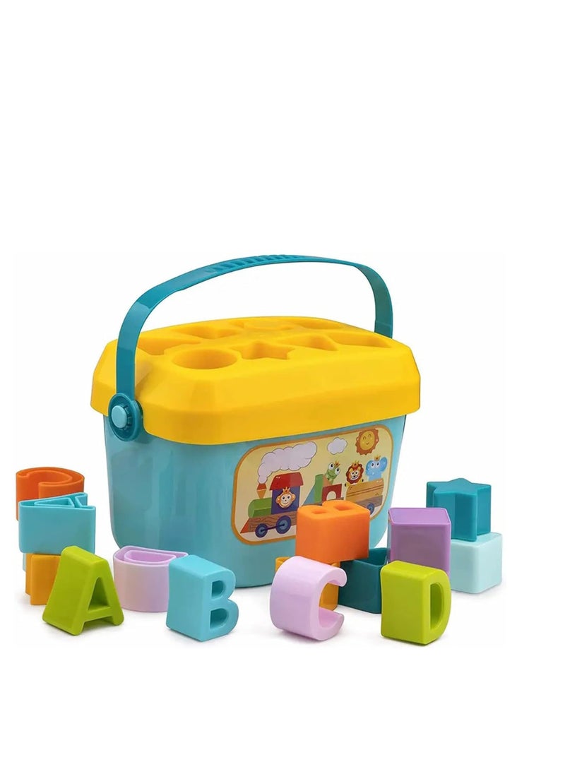 Mumz Planet Montessori Matching Toys Box Educational 16 Pieces Letters and Shapes Value Age 6 Months Gift for Kids. Plastic  - Image 2