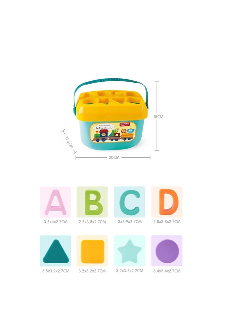 Mumz Planet Montessori Matching Toys Box Educational 16 Pieces Letters and Shapes Value Age 6 Months Gift for Kids. Plastic  - Image 4