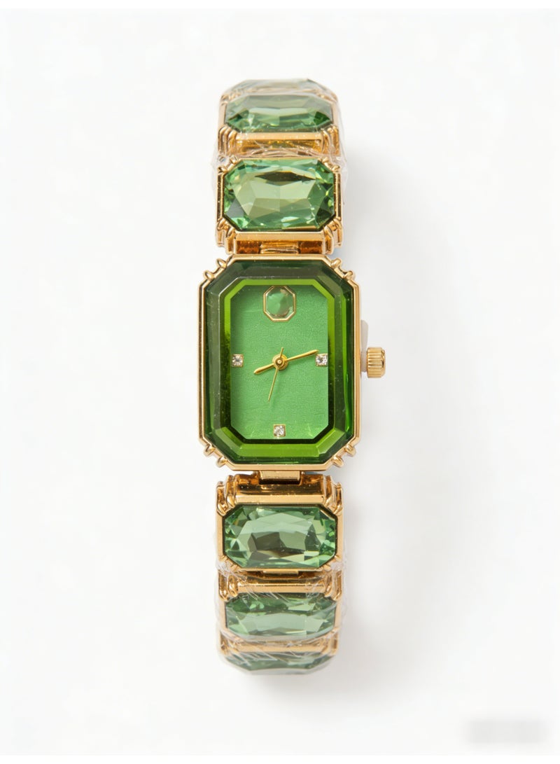سواروفسكي Swarovski Millenia Octagon Crystal Watch - Green Gold-Tone Ladies' Quartz Wristwatch (Model: 5630834) - Image 1