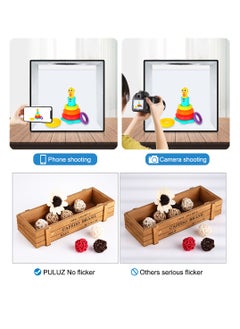 PULUZ 9.8 inch Foldable Portable Photography Shooting Box,Photo Lighting Studio with 3 Modes Dual Color Temperature Ring Light and 12 Color Backdrops  - Image 4