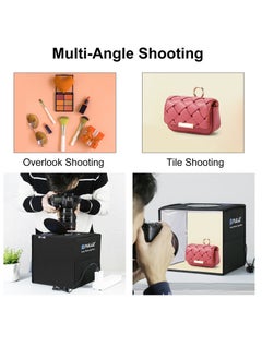PULUZ 9.8 inch Foldable Portable Photography Shooting Box,Photo Lighting Studio with 3 Modes Dual Color Temperature Ring Light and 12 Color Backdrops  - Image 2