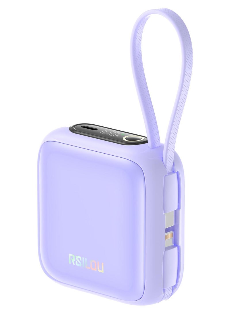 ارسيلو R1021-003 بنك طاقة بسعة 10000 مللي أمبير في الساعة من rsilou، PD، كابلات Type-C وLightning مدمجة، شحن سريع بقوة 22.5 وات لكل منفذ، إجمالي طاقة خرج قصوى 38.5، متوافق مع أجهزة متعددة، شاشة رقمية - Image 1