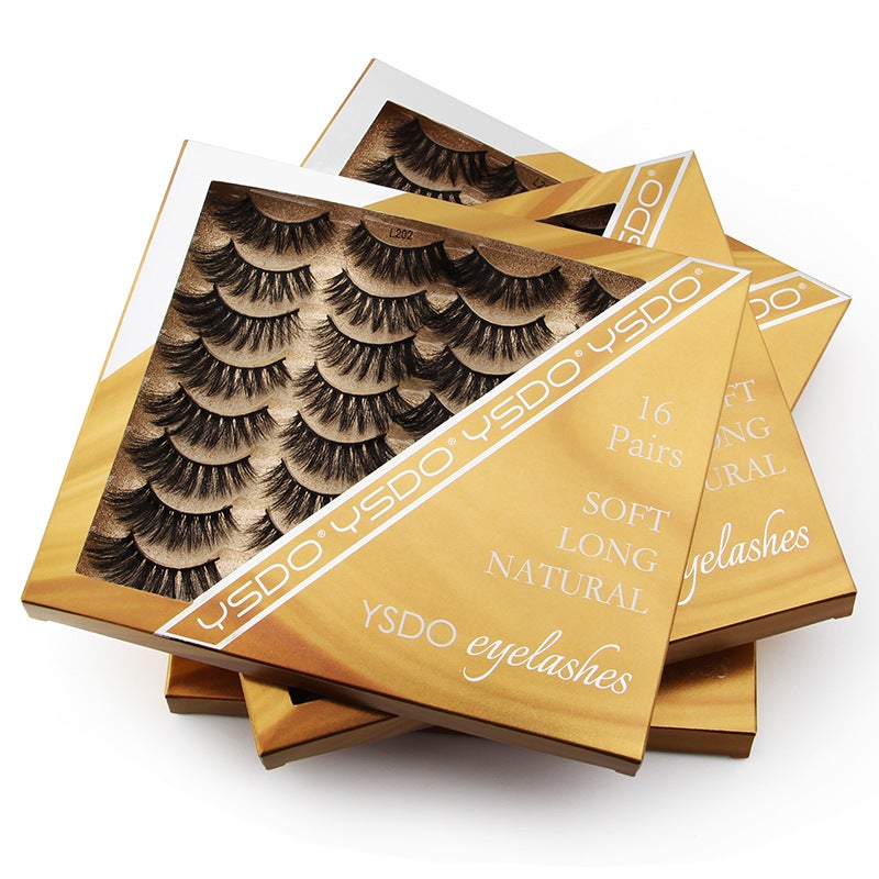 New European Style Dense 16 Pairs False Eyelashes, 3D Curl Mixed Set for Noon - Image 1