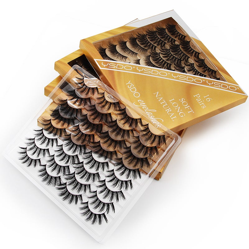 New European Style Dense 16 Pairs False Eyelashes, 3D Curl Mixed Set for Noon - Image 4