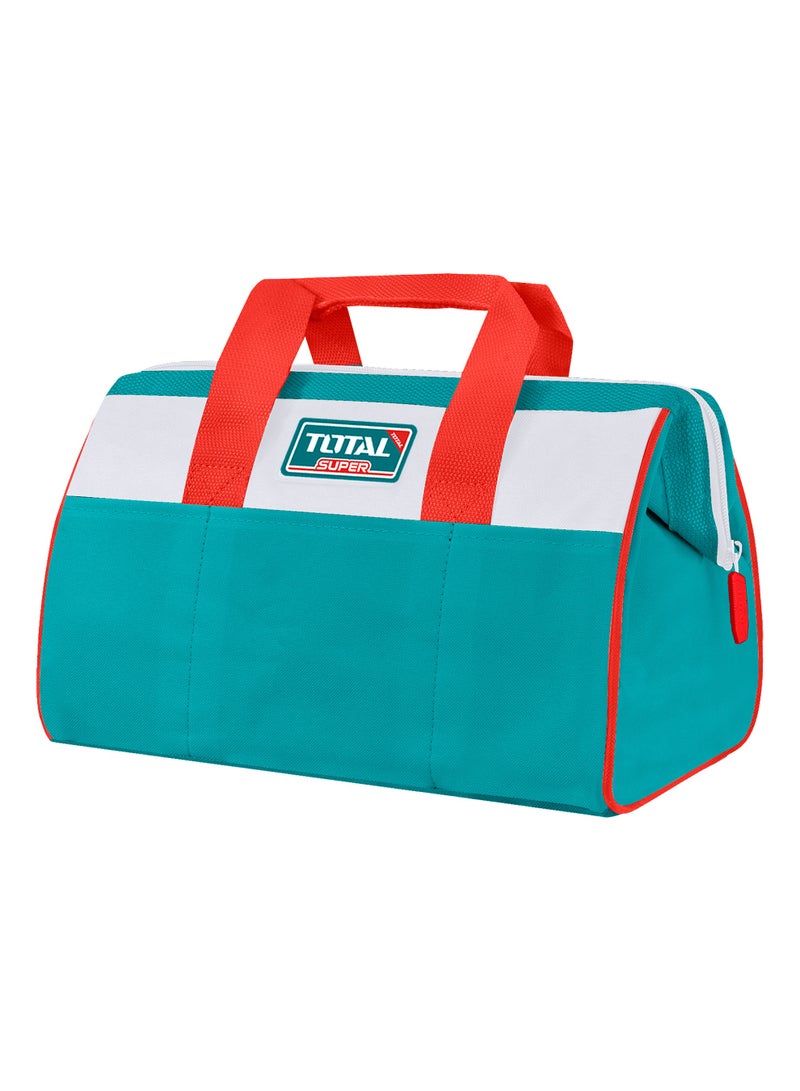 توتال حقيبة أدوات من توتال، باللونين الفيروزي والأحمر، مصنوعة من قماش أكسفورد 600D المقاوم للماء، بمقاس 33 × 21.5 × 18 سم، سعة تحمل تصل إلى 12 كجم، تحتوي على 6 جيوب خارجية - Image 1
