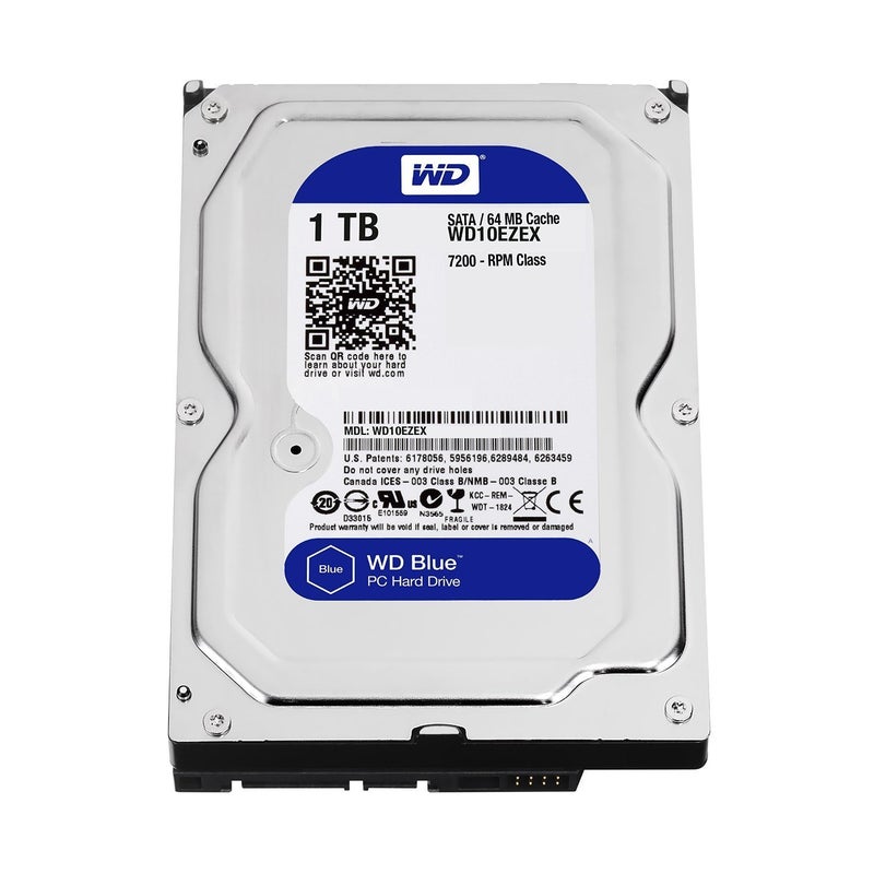 Western DigitalWD BLUE Deskptop 1TB 1Terabyte 35Hard Disk Drive 54007200RPM SATA3 60GBs 64MB Cache IDEAL for PCMacCCTVNASDVRRaid and SATA Applications 1YR Warranty Blue