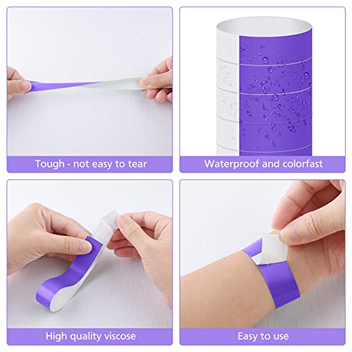 ASTARON 200 Pcs Purple Paper Event Wristbands Arm Bands Event Bracelets for Party Events Clubs Concert Music Festival，Waterproof Lightweight - Image 4
