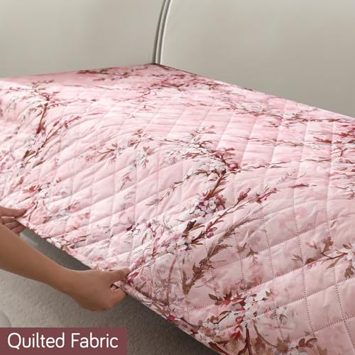 HOKIPO Polyester 1 Seater Printed Waterproof + Anti-Slip + Quick Dry Sofa Seat Mat, Blossom Flower Pink (AR-5229-P5*1) - Image 5