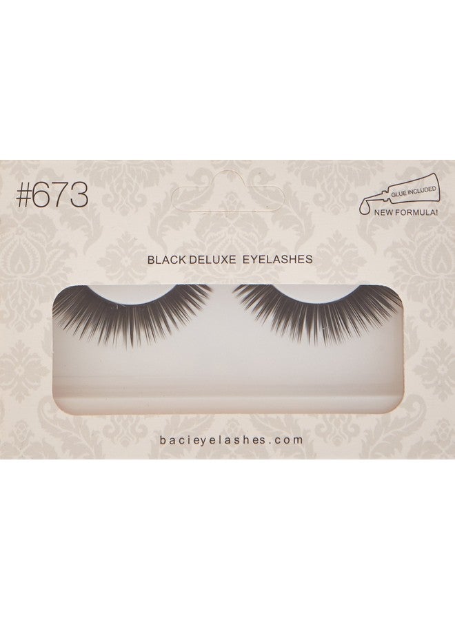 baci Natural Look Style No.673 Black Deluxe Eyelashes With Adhesive Included Black - Image 3