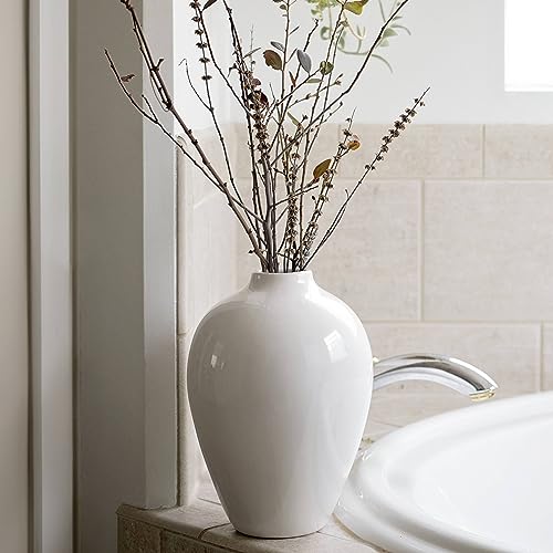 Willowy Porcelain Vase  White Ceramic Vase 10inch Modern Design for Decor Farmhouse Style Large Vase for Pampas Grass Durable Leak Proof Versatile