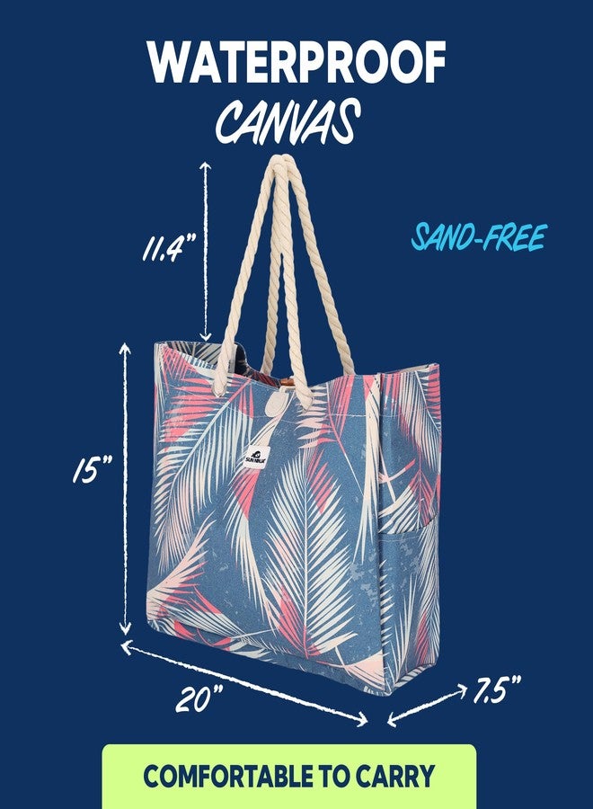 SUN NINJA XL Canvas Beach Tote Bag - Water-Resistant Beach Tote Bag with Pockets - Large Pool Bags and Totes - Cute Big Summer Tote Travel Beach Bag - 15x20 (38.1x50.8cm) Flowers - Image 4