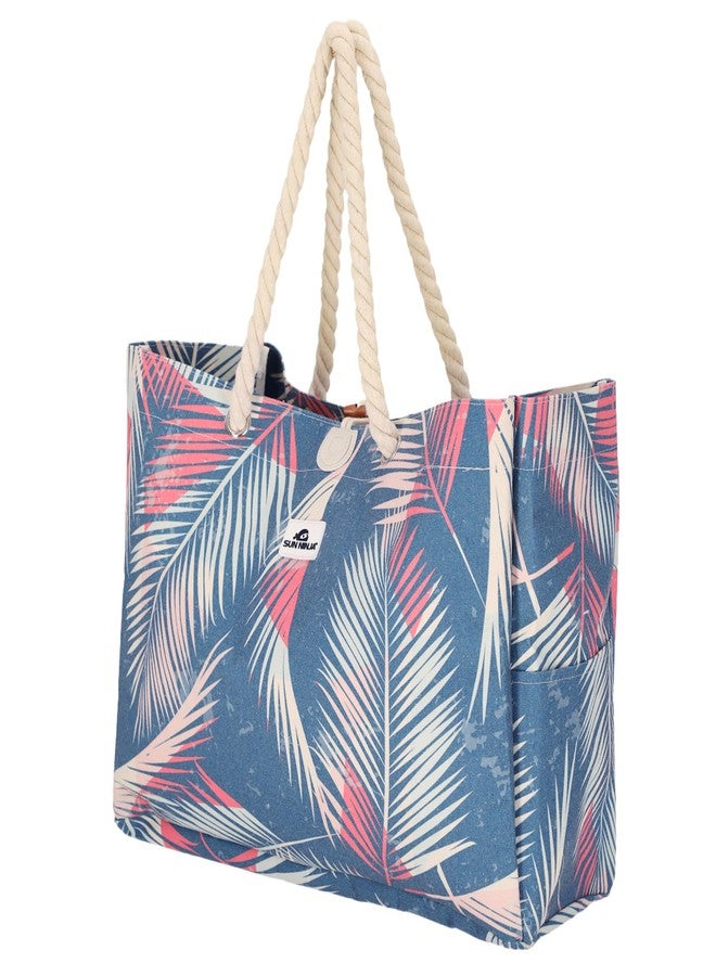 SUN NINJA XL Canvas Beach Tote Bag - Water-Resistant Beach Tote Bag with Pockets - Large Pool Bags and Totes - Cute Big Summer Tote Travel Beach Bag - 15x20 (38.1x50.8cm) Flowers - Image 1