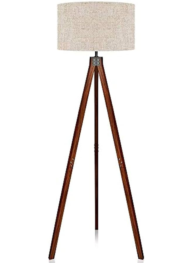 erorex Wood Tripod Floor Lamp Modern Standing Light With E26 Lamp Base Wood Floor Reading Lamp With Solid Wood Legs For Living Rooms Study Room And Office - Image 1