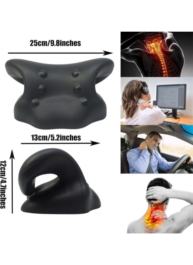 Generic - Neck Stretcher for Neck Pain Relief, 25×13×12cm Cervical Traction Pillows Device Pillow, Neck and Shoulder Relaxer for Cervical Spine Alignment (B - Built-in Pillow) - Image 1
