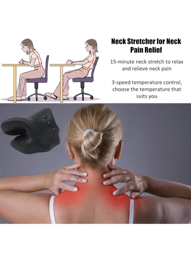 Generic - Neck Stretcher for Neck Pain Relief, 25×13×12cm Cervical Traction Pillows Device Pillow, Neck and Shoulder Relaxer for Cervical Spine Alignment (B - Built-in Pillow) - Image 1
