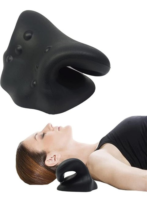 Neck Stretcher for Neck Pain Relief, 25×13×12cm Cervical Traction Pillows Device Pillow, Neck and Shoulder Relaxer for Cervical Spine Alignment (B - Built-in Pillow)