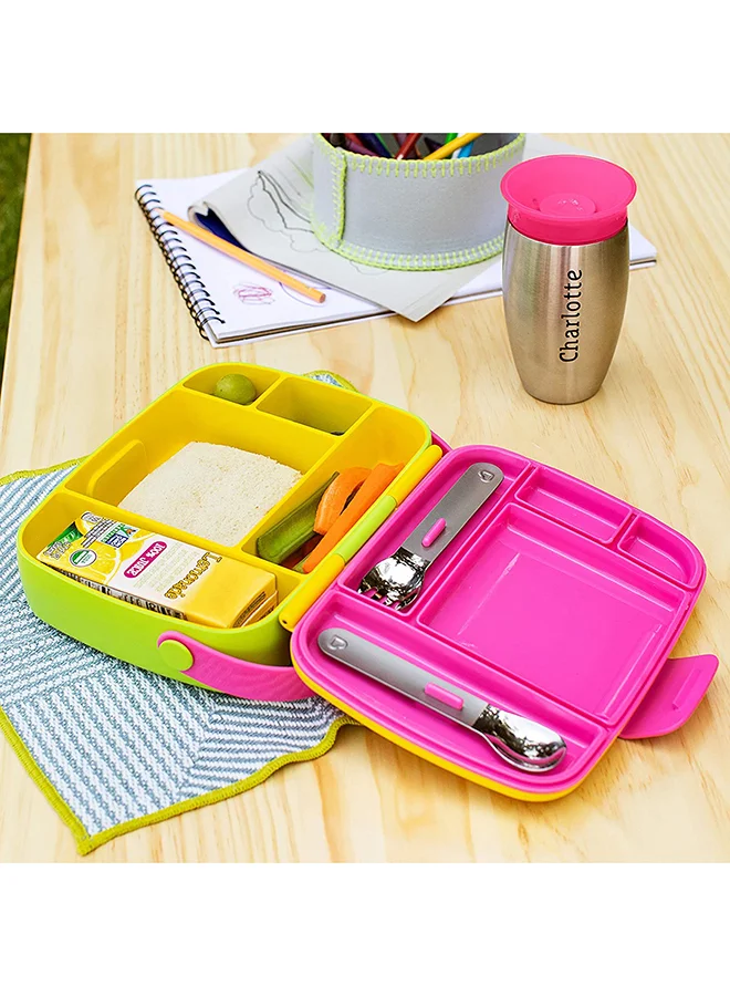 Munchkin Bento Toddler Lunch Box, Yellow/Pink/Green