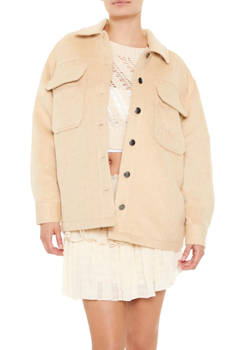 Forever 21 Women's Plus Size Faux Suede Shacket Tan Large - Image 1