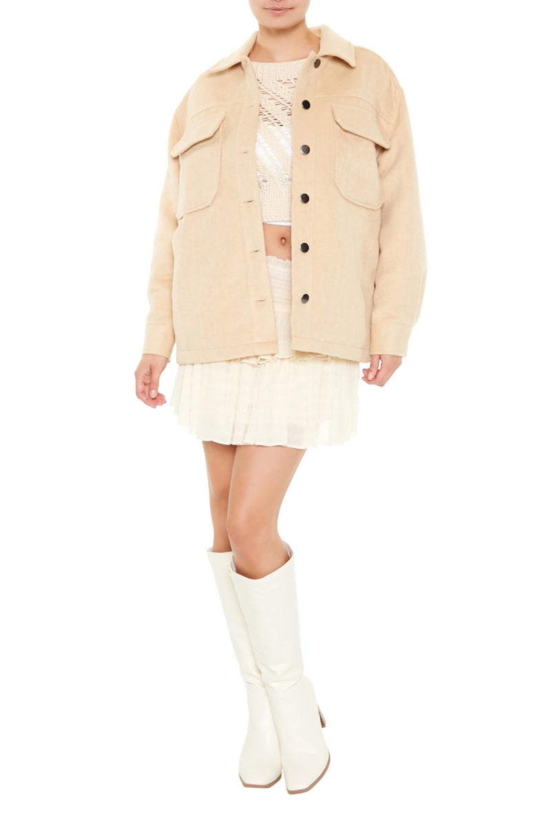 Forever 21 Women's Plus Size Faux Suede Shacket Tan Large - Image 2